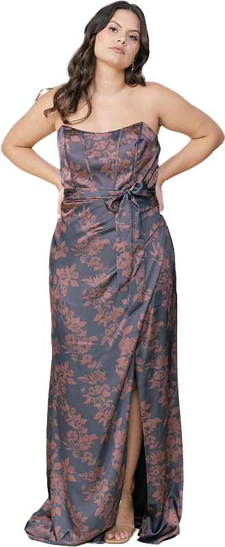 Amara Satin Floral Print Dress | Made To Order - Image 38