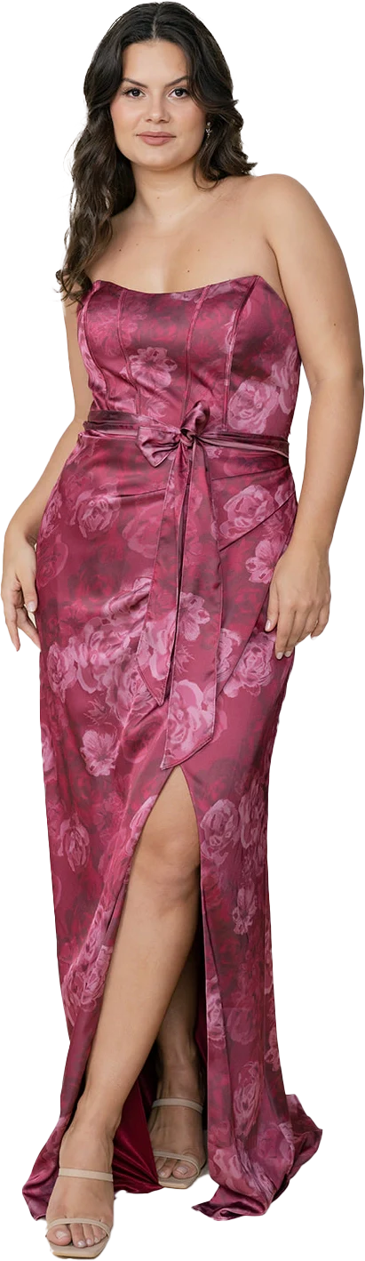 Amara Satin Floral Print Dress | Made To Order - Image 44