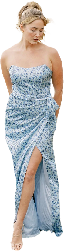 Amara Satin Floral Print Dress | Made To Order - Image 49