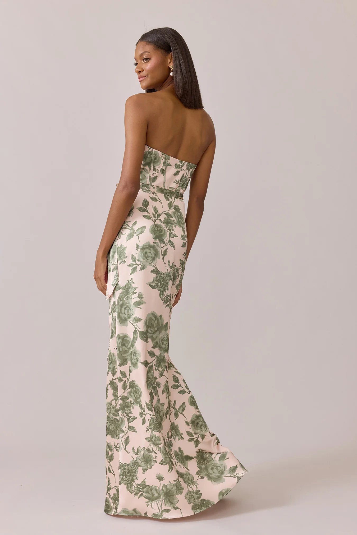 Amara Satin Floral Print Dress | Made To Order - Image 54