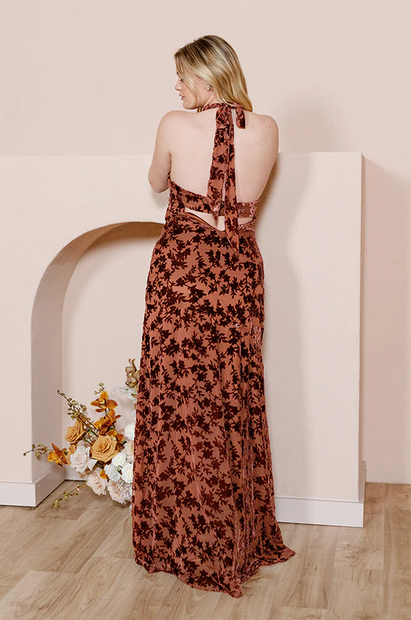 Athena Floral Burnout Velvet Dress | Made To Order - Image 10