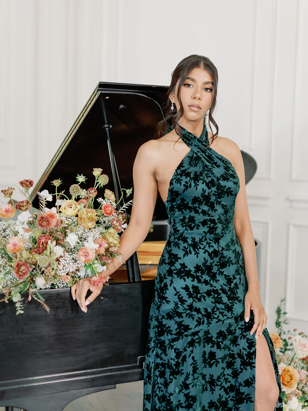 Athena Floral Burnout Velvet Dress | Made To Order - Image 17