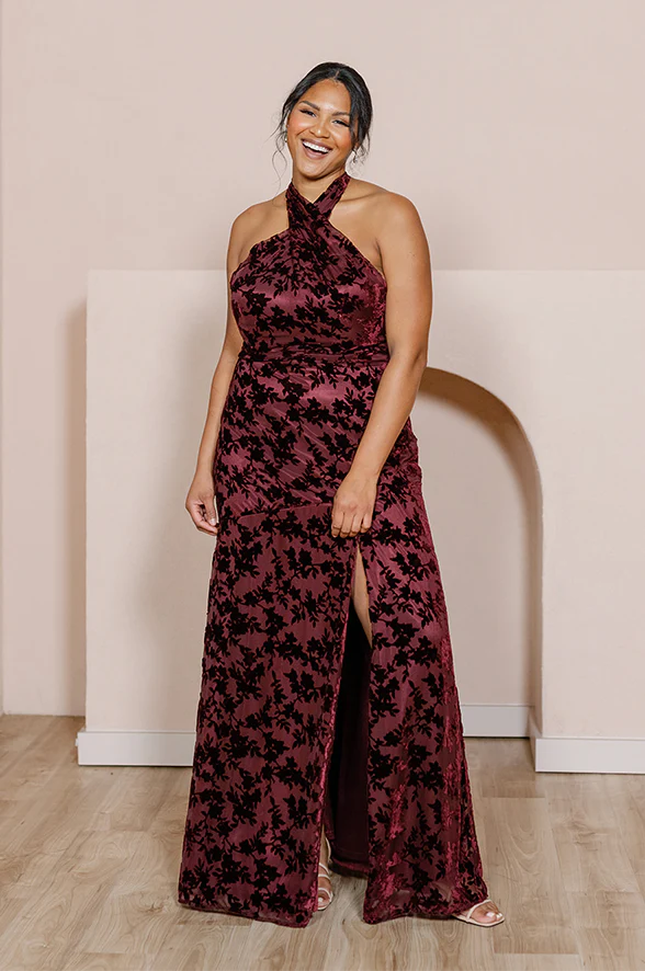 Athena Floral Burnout Velvet Dress | Made To Order - Image 21