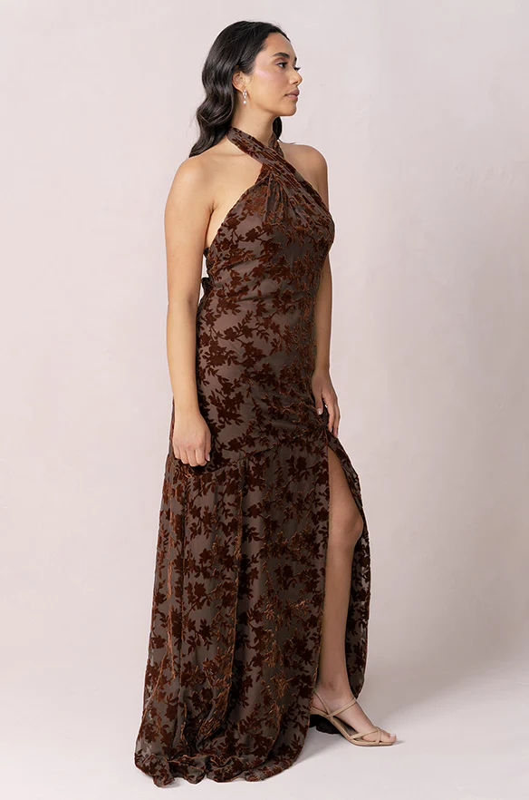 Athena Floral Burnout Velvet Dress | Made To Order - Image 5