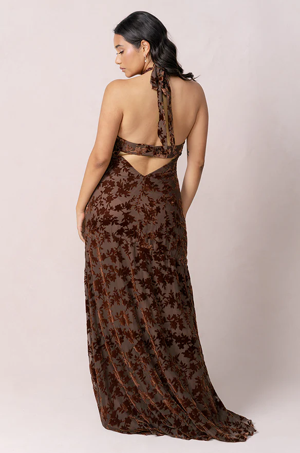 Athena Floral Burnout Velvet Dress | Made To Order - Image 6