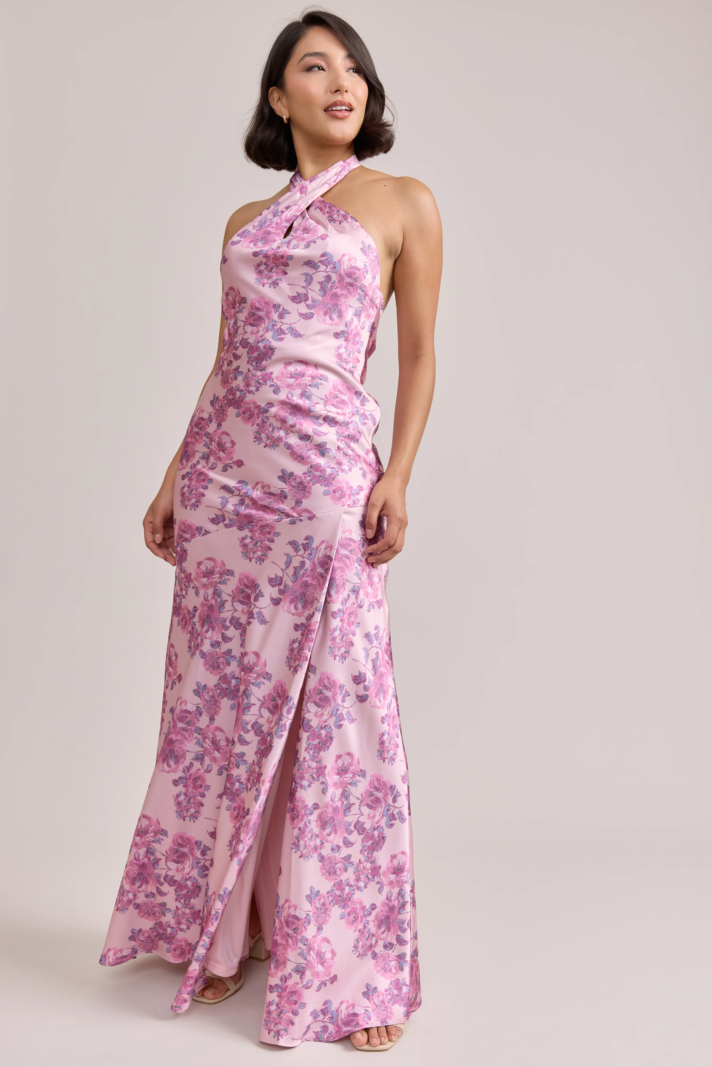 Athena Satin Floral Print Dress | Made To Order - Image 10