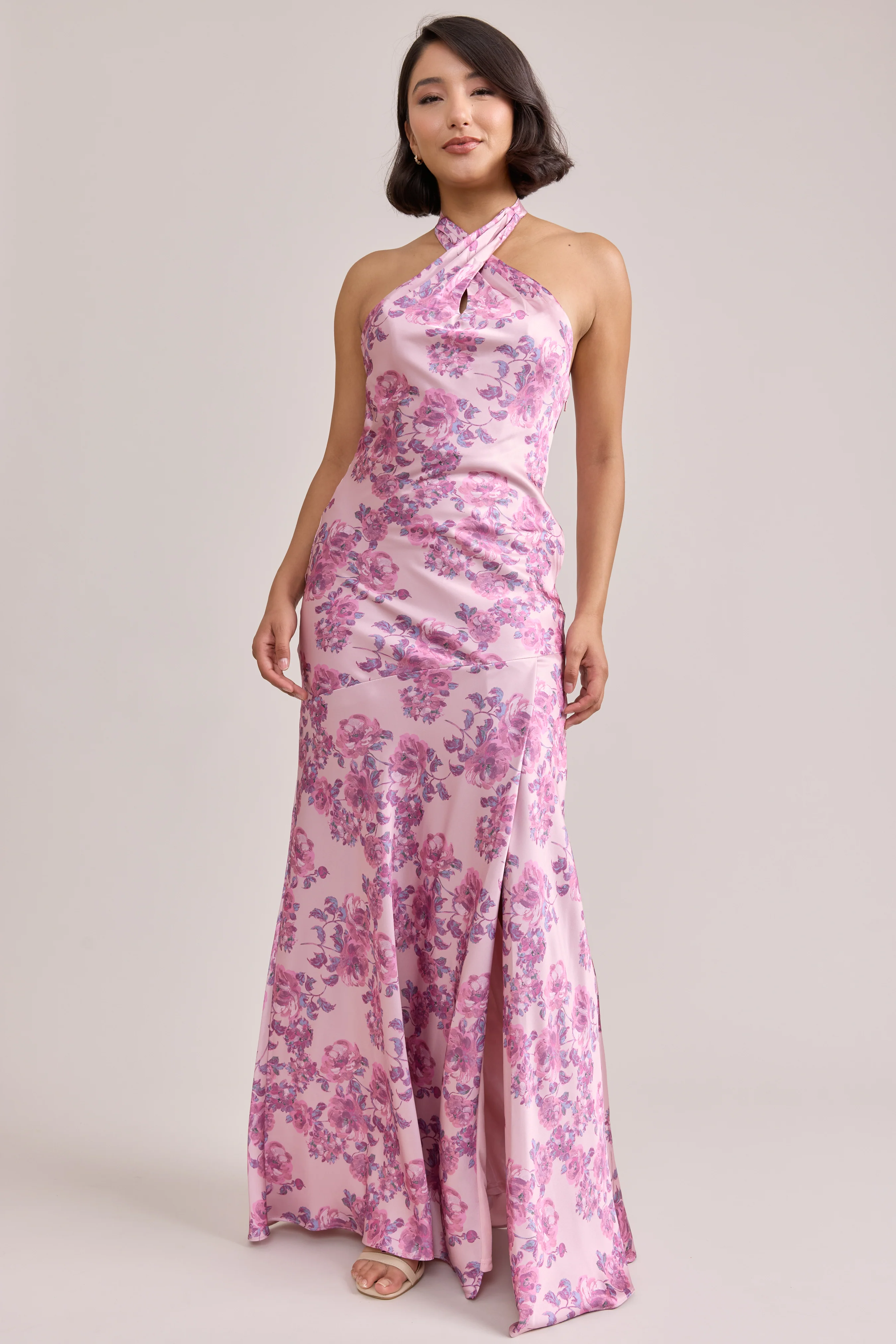 Athena Satin Floral Print Dress | Made To Order - Image 102