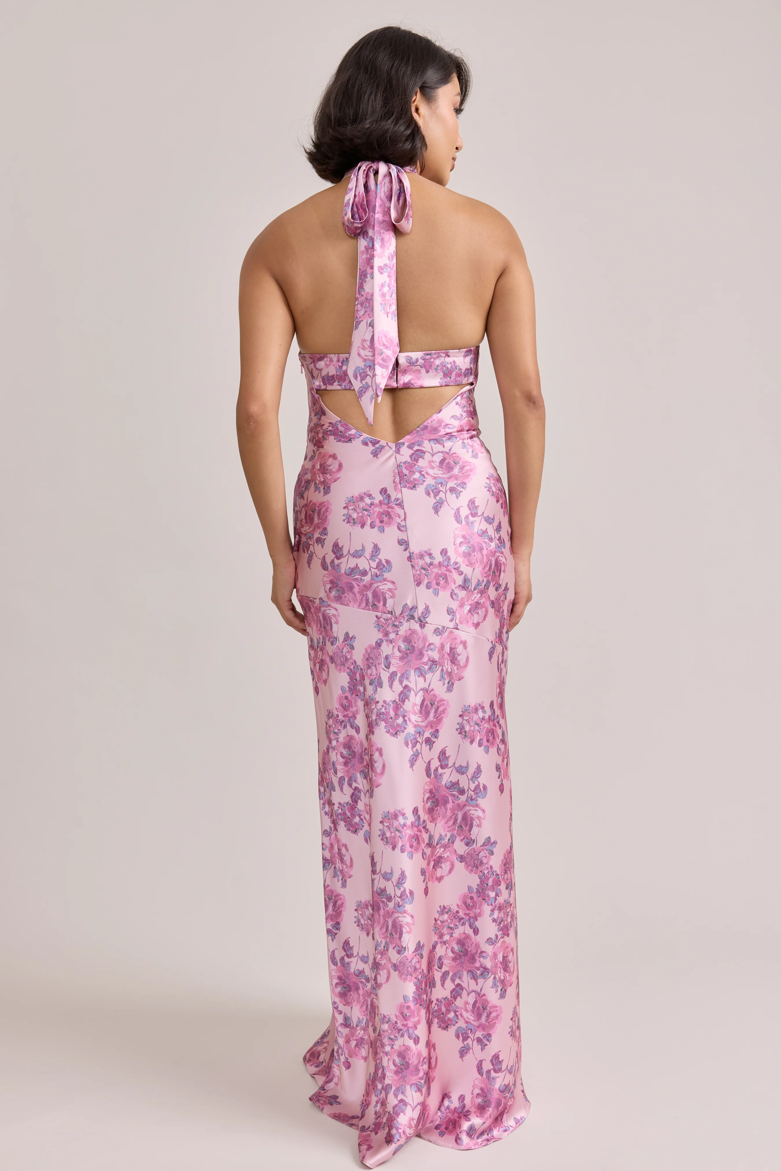 Athena Satin Floral Print Dress | Made To Order - Image 104