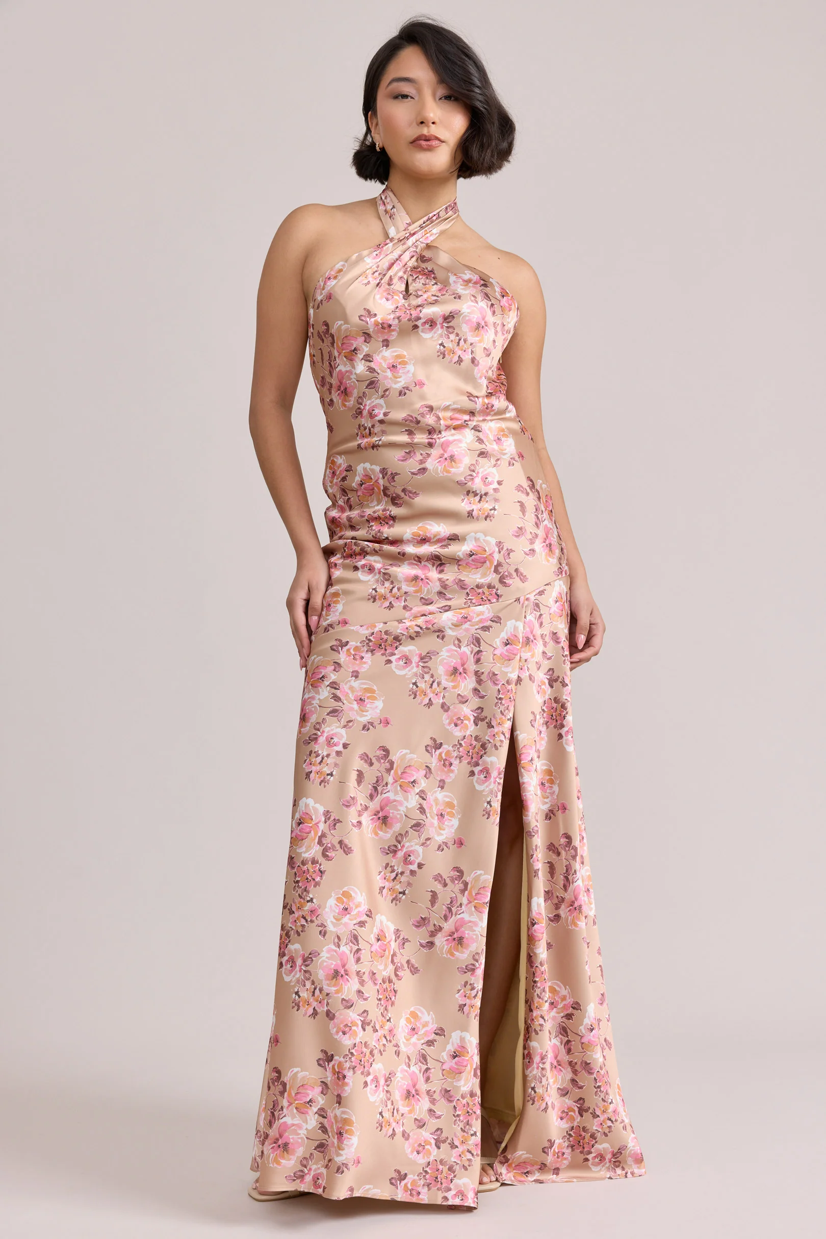 Athena Satin Floral Print Dress | Made To Order - Image 105