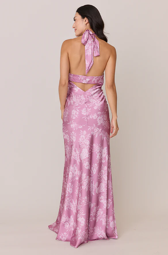 Athena Satin Floral Print Dress | Made To Order - Image 20