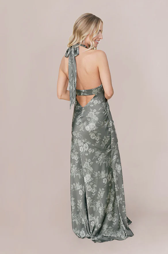 Athena Satin Floral Print Dress | Made To Order - Image 27