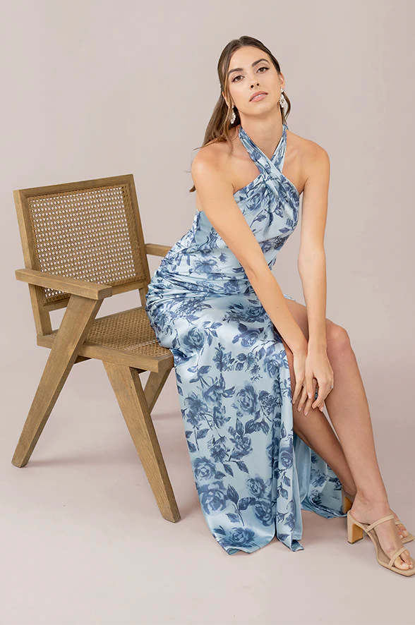 Athena Satin Floral Print Dress | Made To Order - Image 28