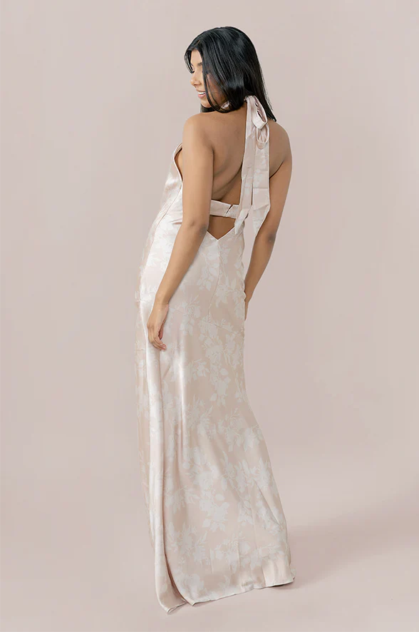 Athena Satin Floral Print Dress | Made To Order - Image 35