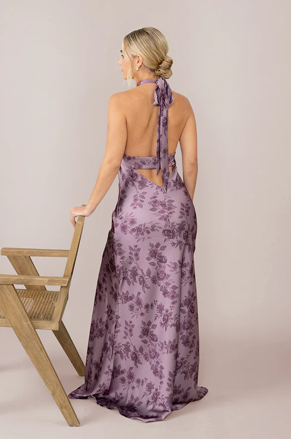 Athena Satin Floral Print Dress | Made To Order - Image 40