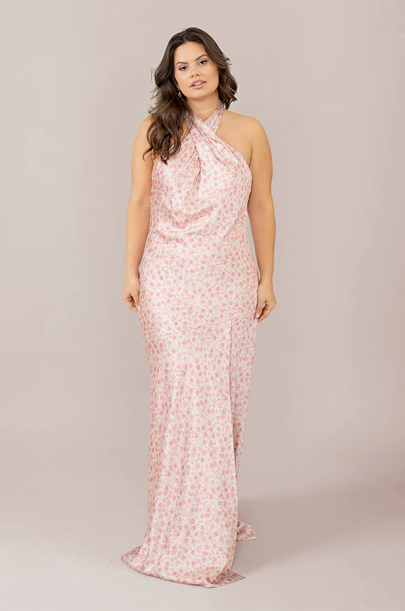 Athena Satin Floral Print Dress | Made To Order - Image 44