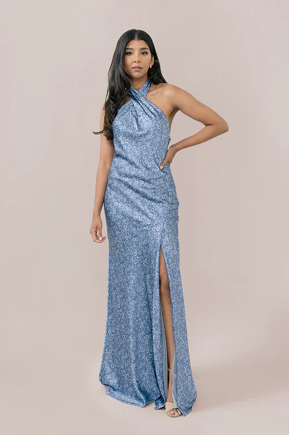 Athena Satin Floral Print Dress | Made To Order - Image 45