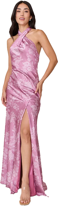 Athena Satin Floral Print Dress | Made To Order - Image 55