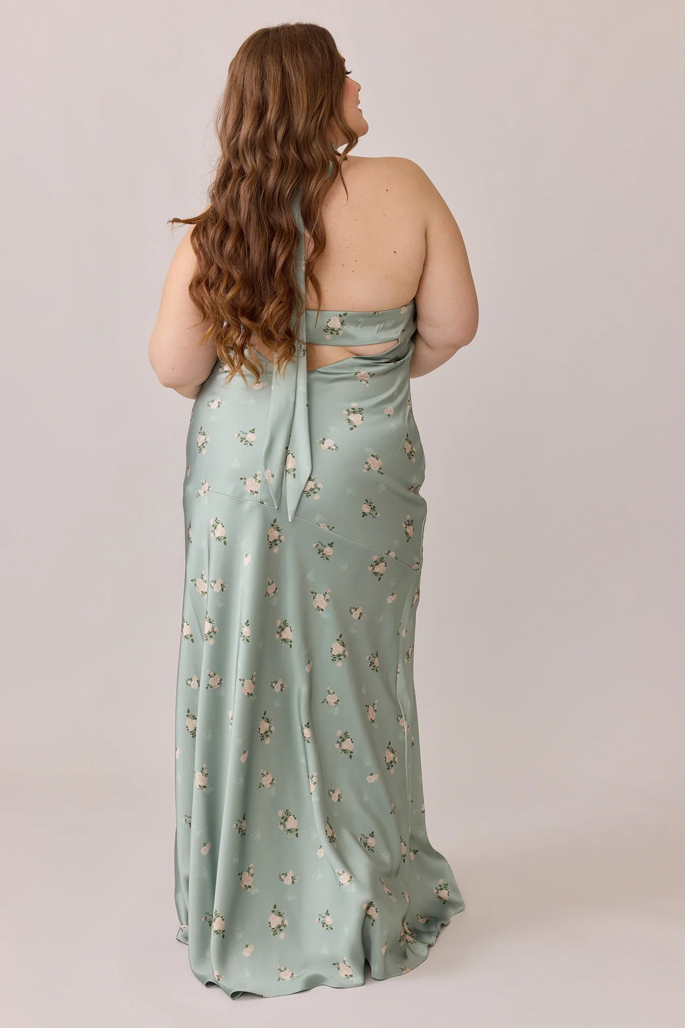 Athena Satin Floral Print Dress | Made To Order - Image 70