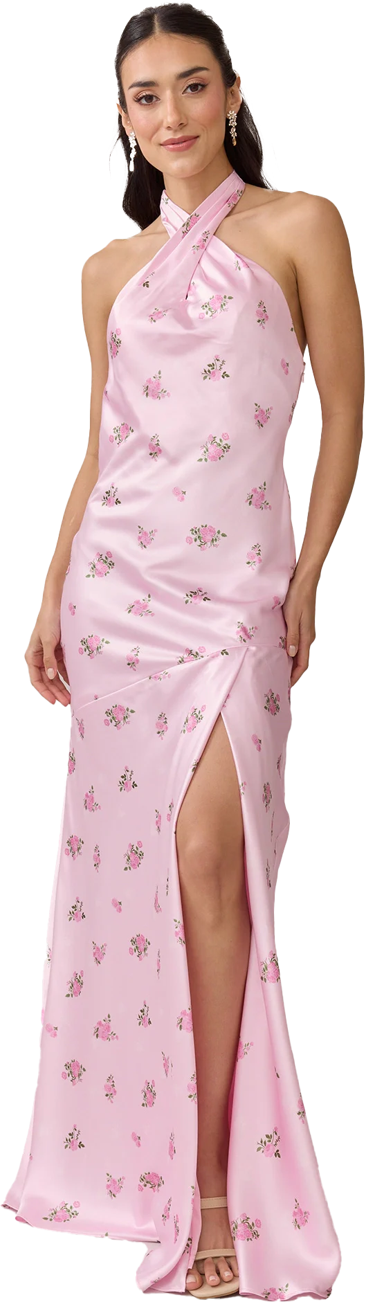 Athena Satin Floral Print Dress | Made To Order - Image 73