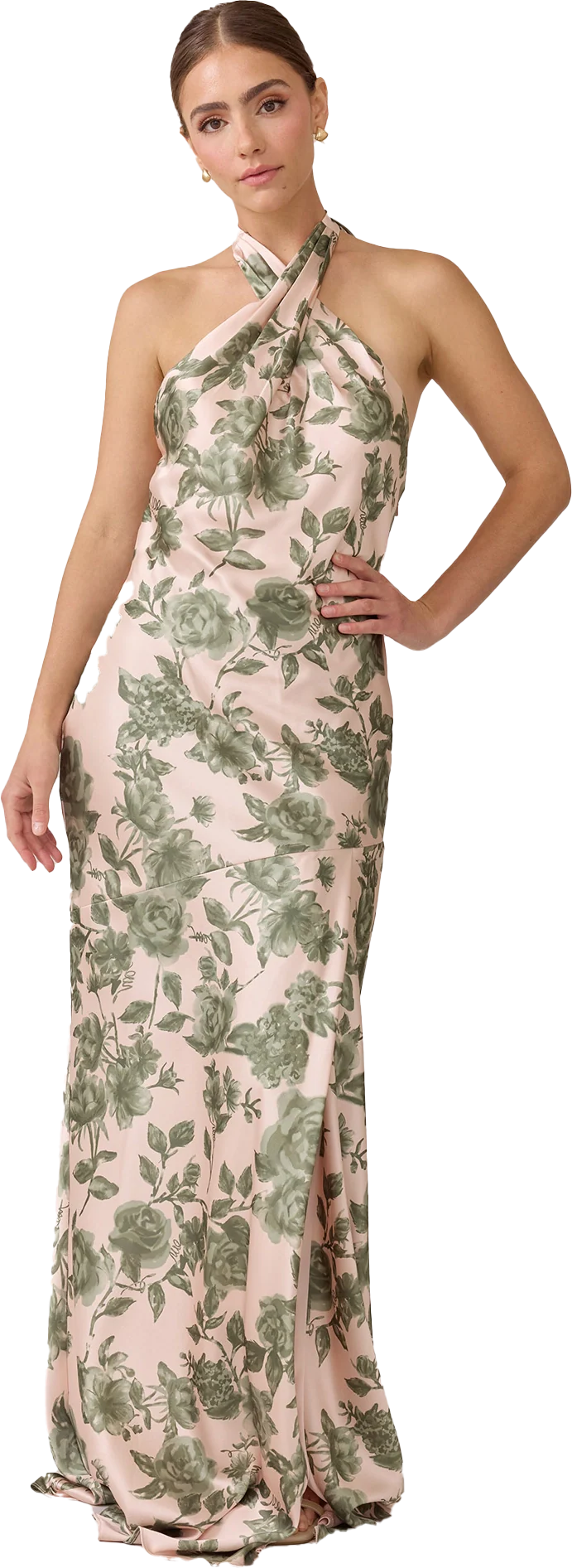 Athena Satin Floral Print Dress | Made To Order - Image 76