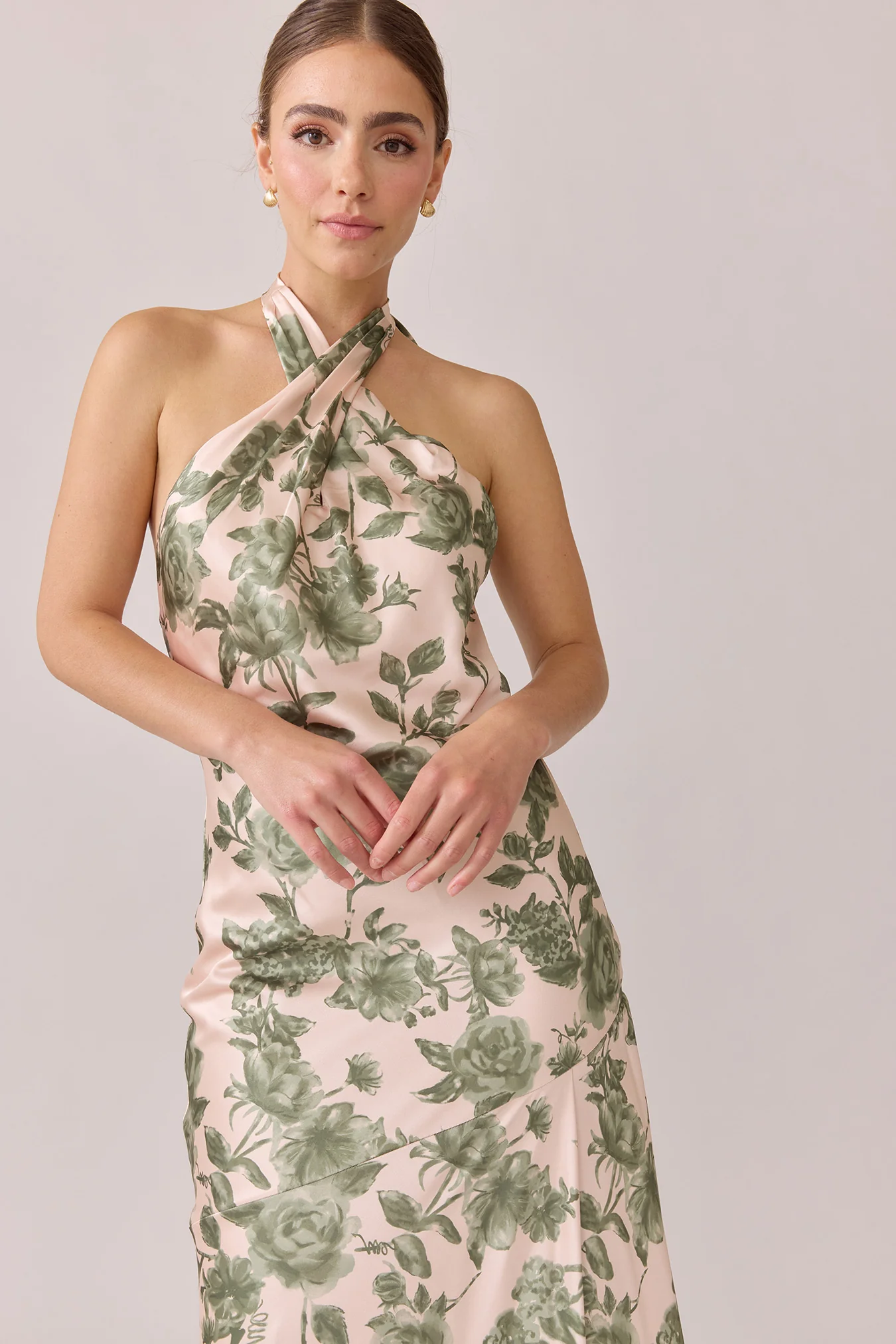 Athena Satin Floral Print Dress | Made To Order - Image 8