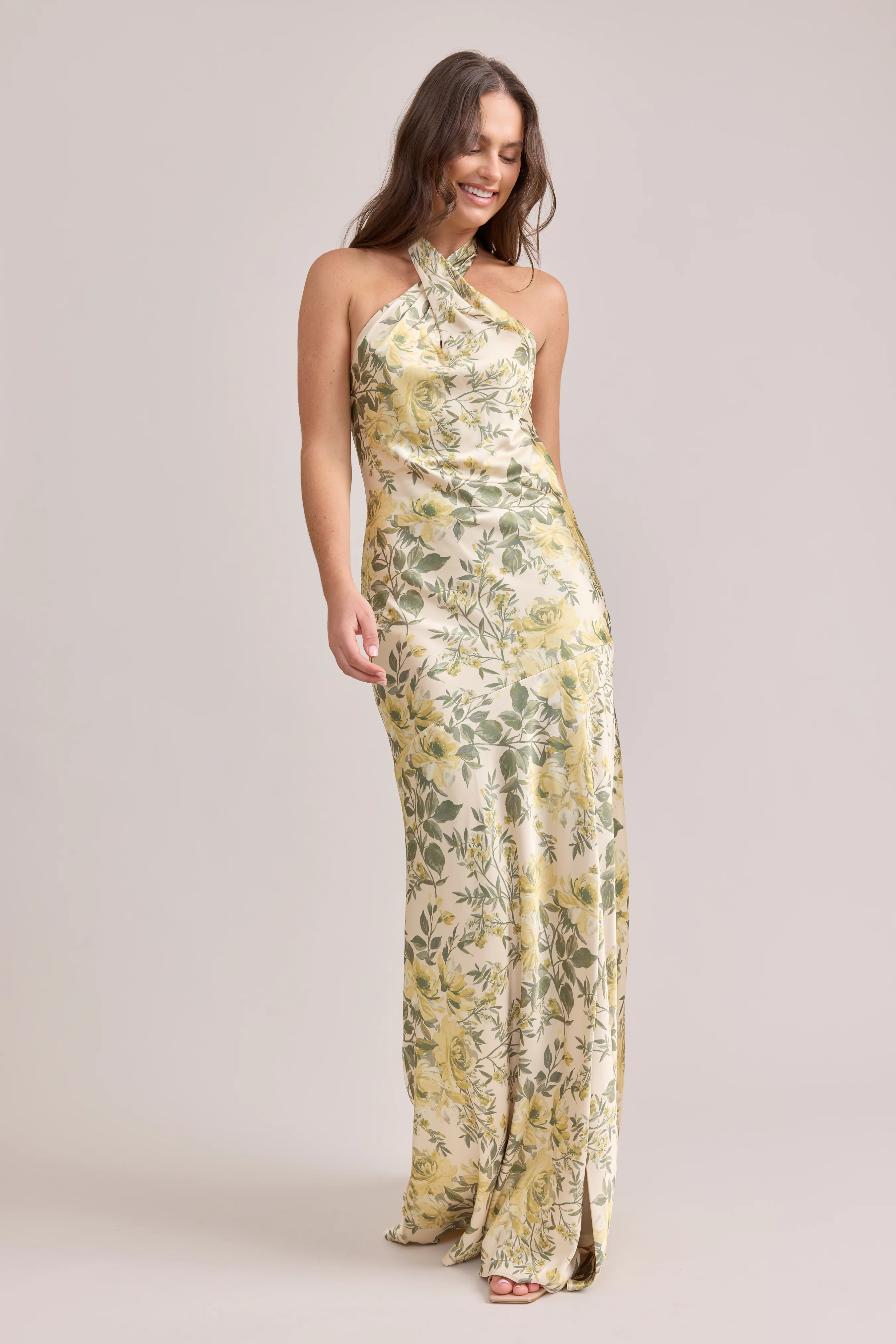 Athena Satin Floral Print Dress | Made To Order - Image 83