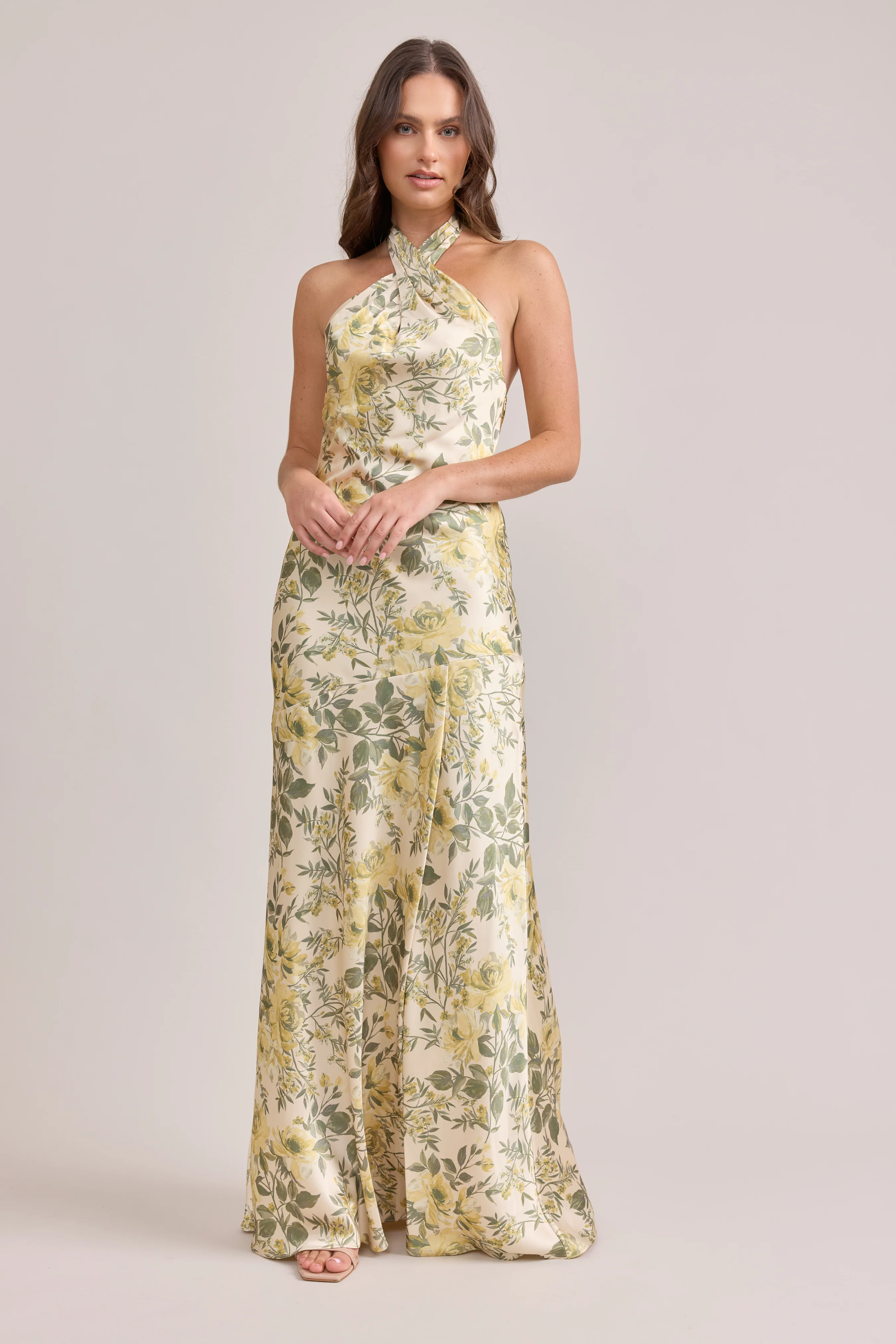 Athena Satin Floral Print Dress | Made To Order - Image 85