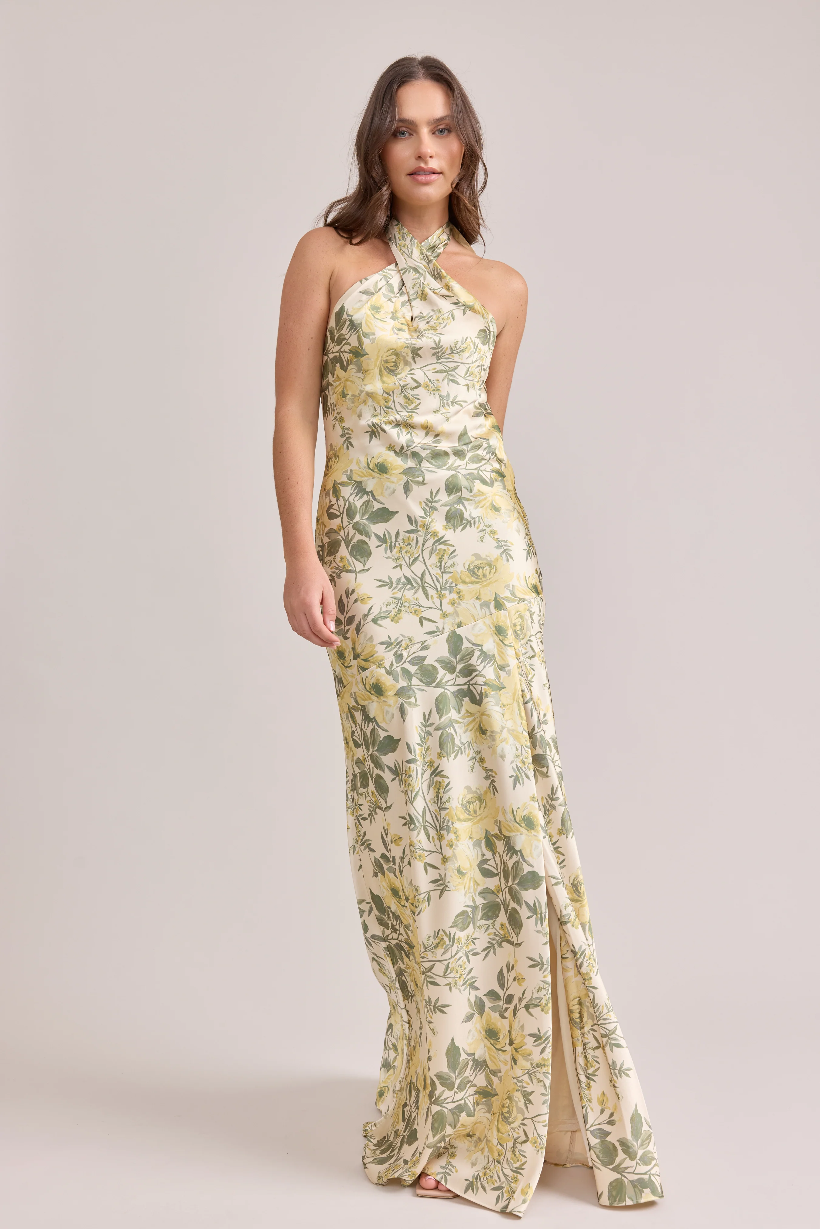 Athena Satin Floral Print Dress | Made To Order - Image 88