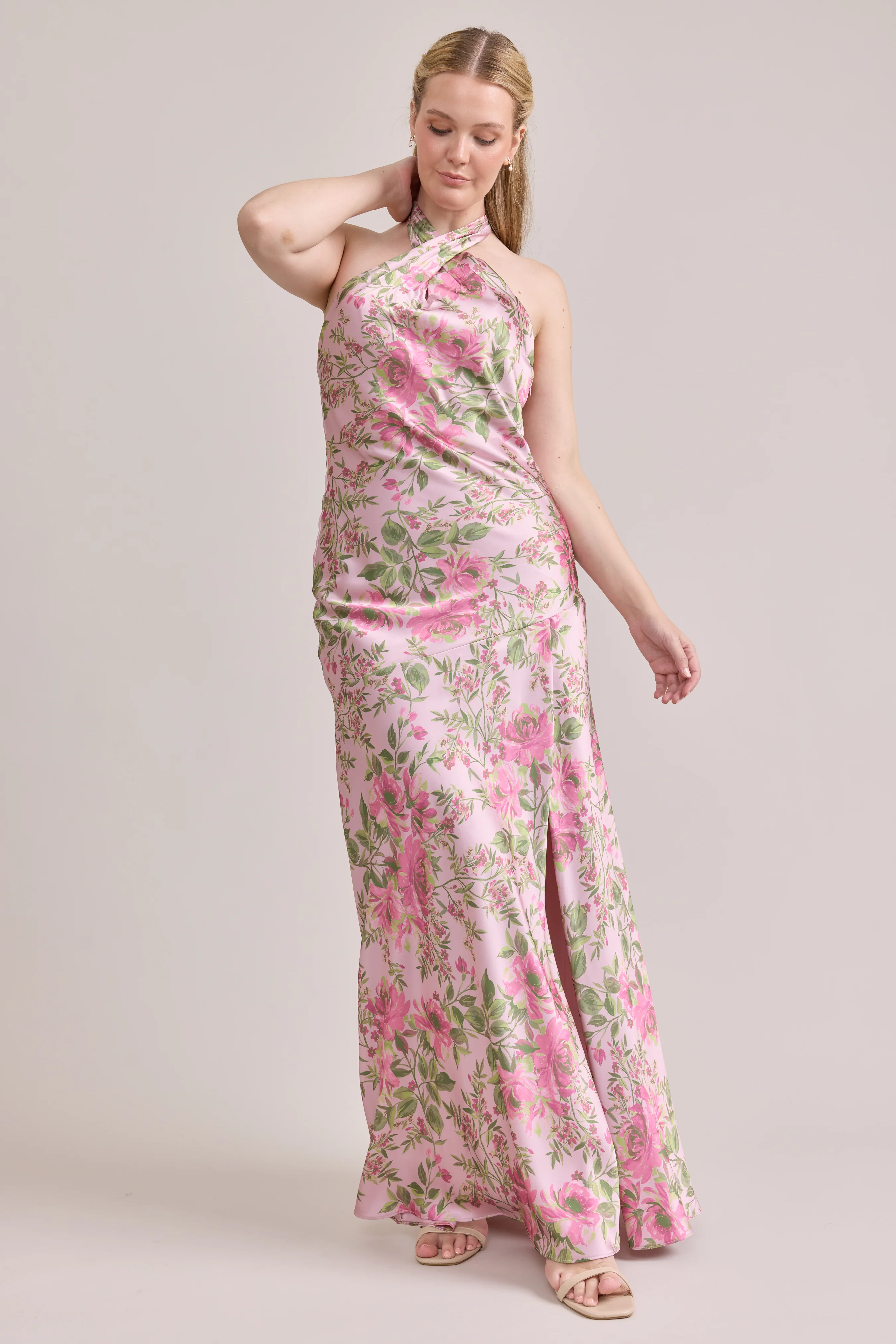 Athena Satin Floral Print Dress | Made To Order - Image 90
