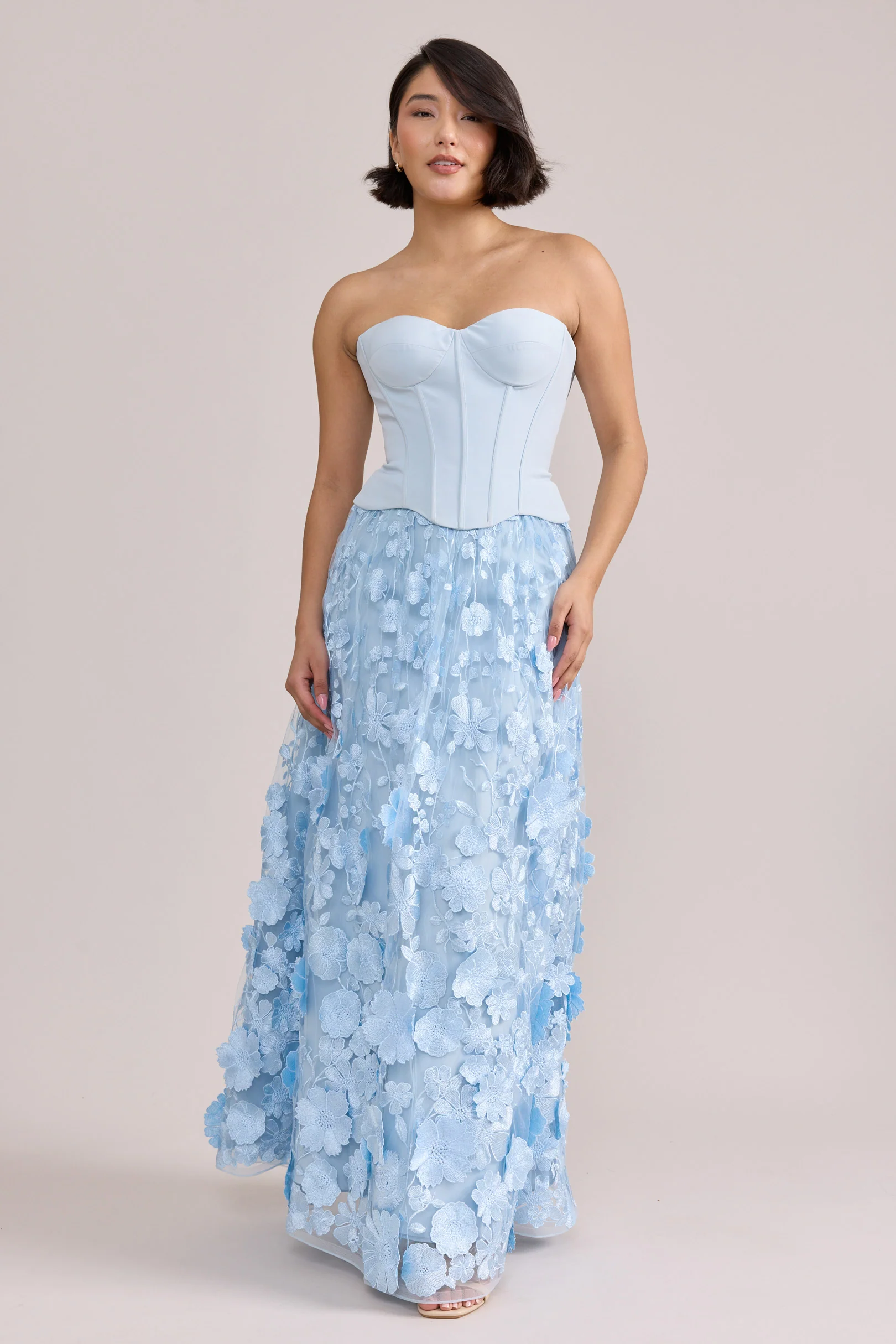 Azalea Crepe + Appliqué Dress Sky Blue | Ready To Ship - Image 3