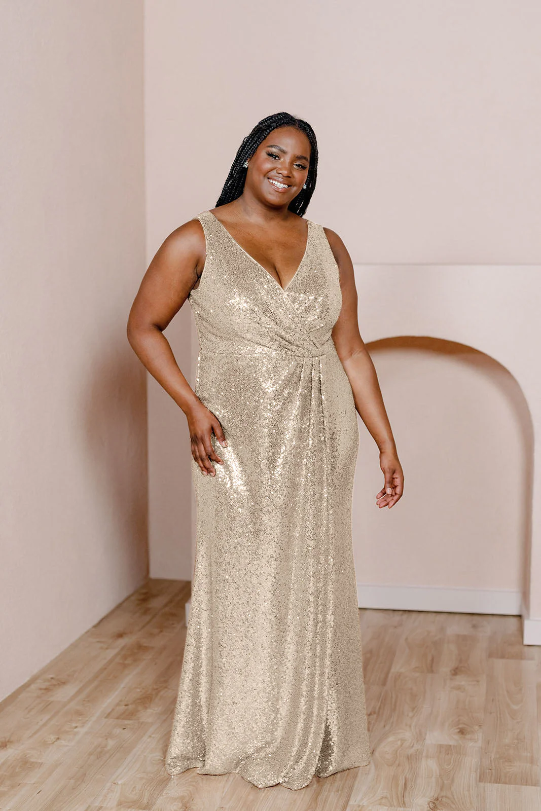 Blair Sequin Dress | Ready To Ship | Champagne Gold
