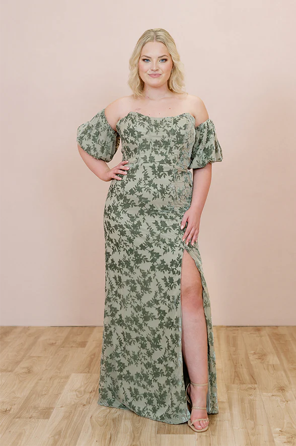 Floral Burnout Velvet Bubble Sleeves | Made To Order - Image 12