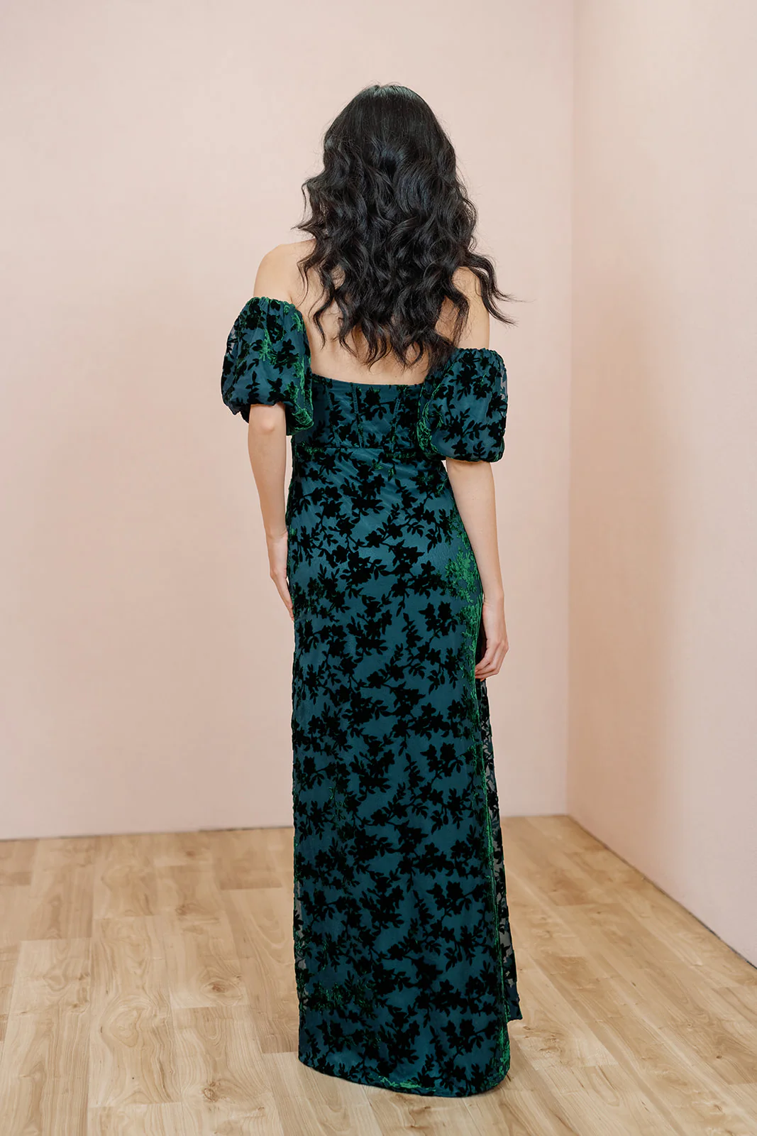Floral Burnout Velvet Bubble Sleeves | Made To Order - Image 6