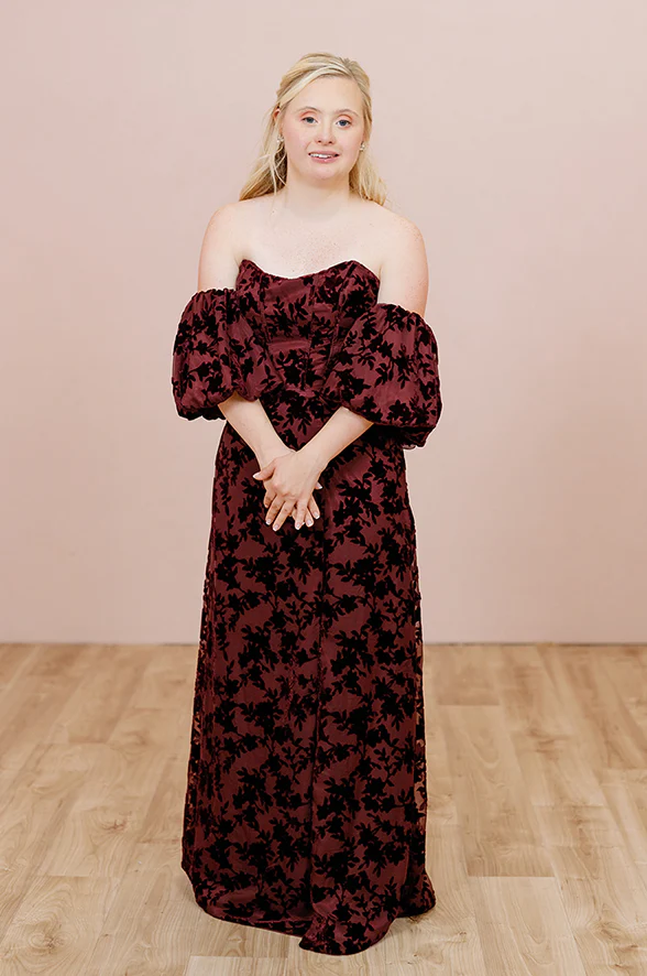 Floral Burnout Velvet Bubble Sleeves | Made To Order - Image 8