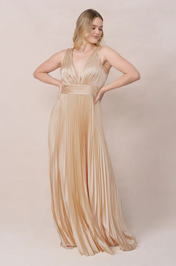 Celine Satin Pleated Dress | Made To Order - Image 101