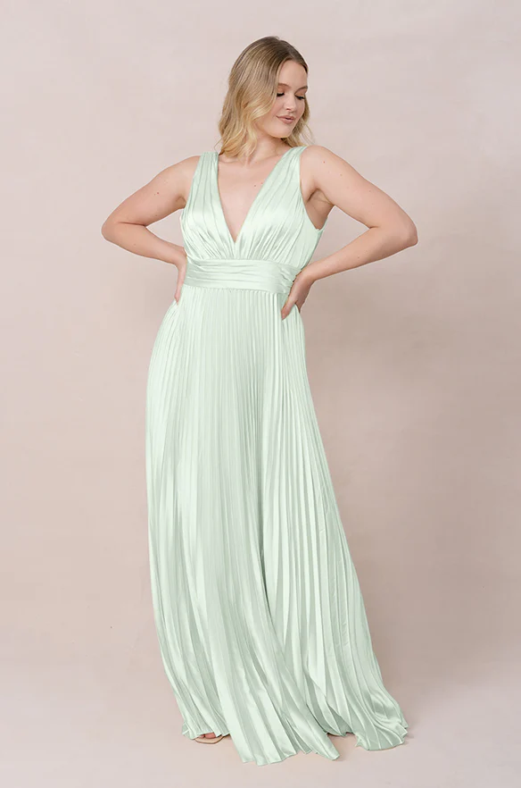 Celine Satin Pleated Dress | Made To Order - Image 107