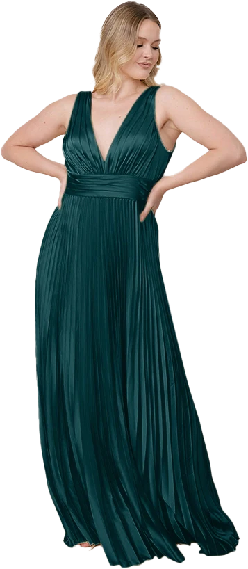 Celine Satin Pleated Dress | Made To Order - Image 119