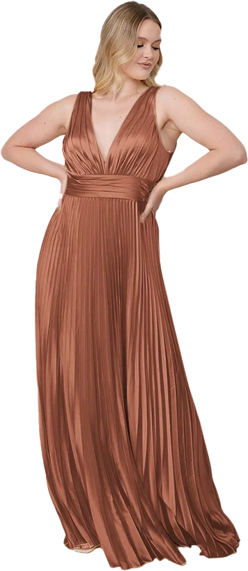 Celine Satin Pleated Dress | Made To Order - Image 120