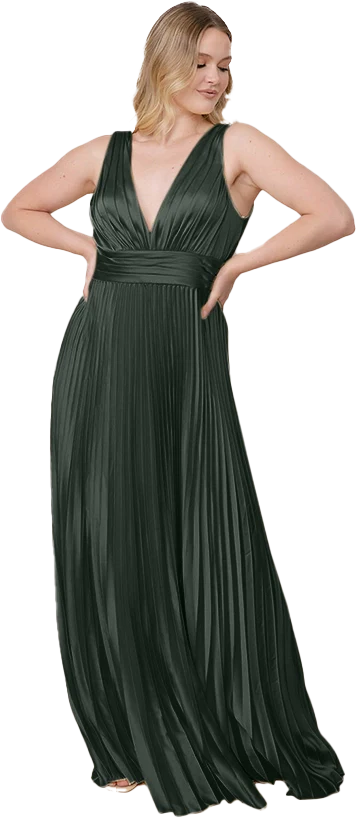 Celine Satin Pleated Dress | Made To Order - Image 121