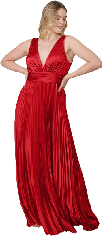 Celine Satin Pleated Dress | Made To Order - Image 144