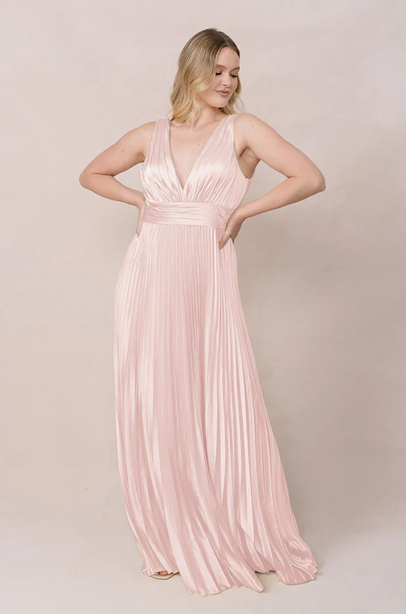 Celine Satin Pleated Dress | Made To Order - Image 15