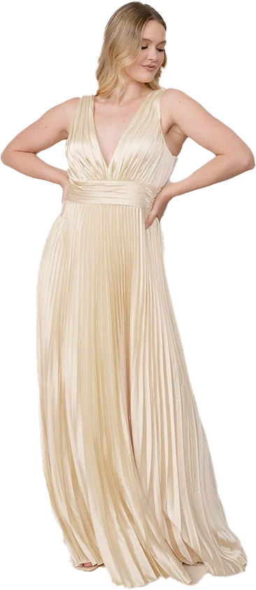 Celine Satin Pleated Dress | Made To Order - Image 160