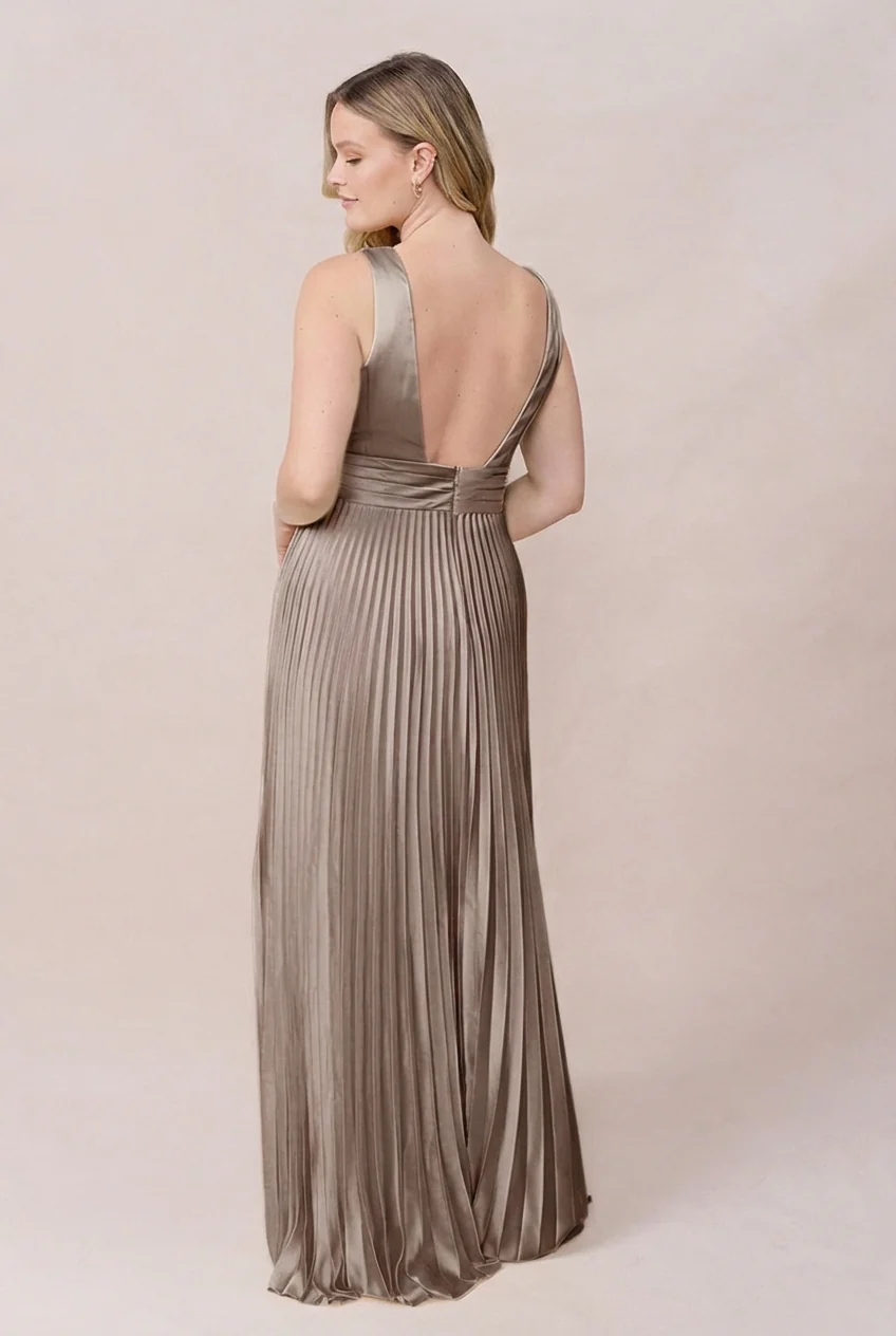Celine Satin Pleated Dress | Made To Order - Image 166