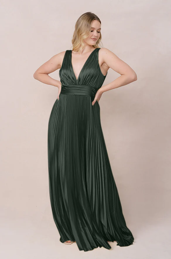 Celine Satin Pleated Dress | Made To Order - Image 27