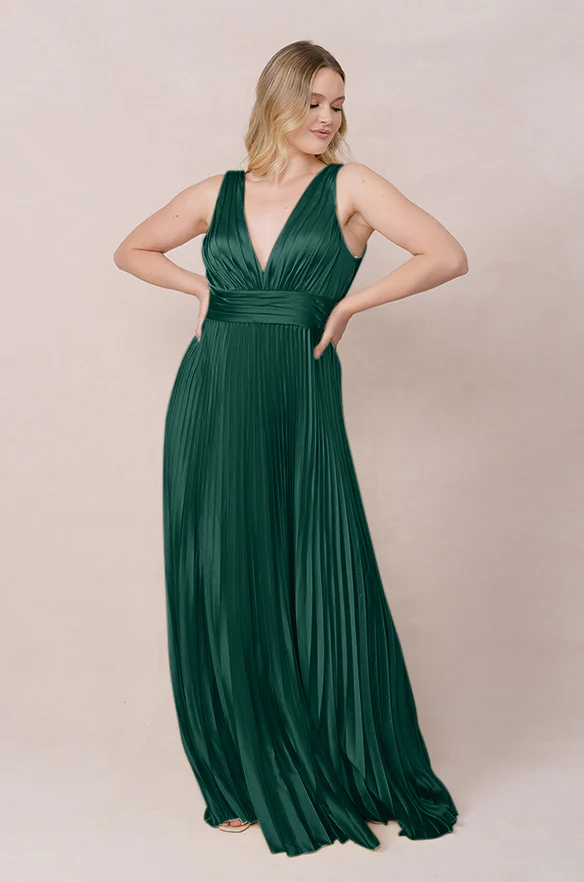 Celine Satin Pleated Dress | Made To Order - Image 35