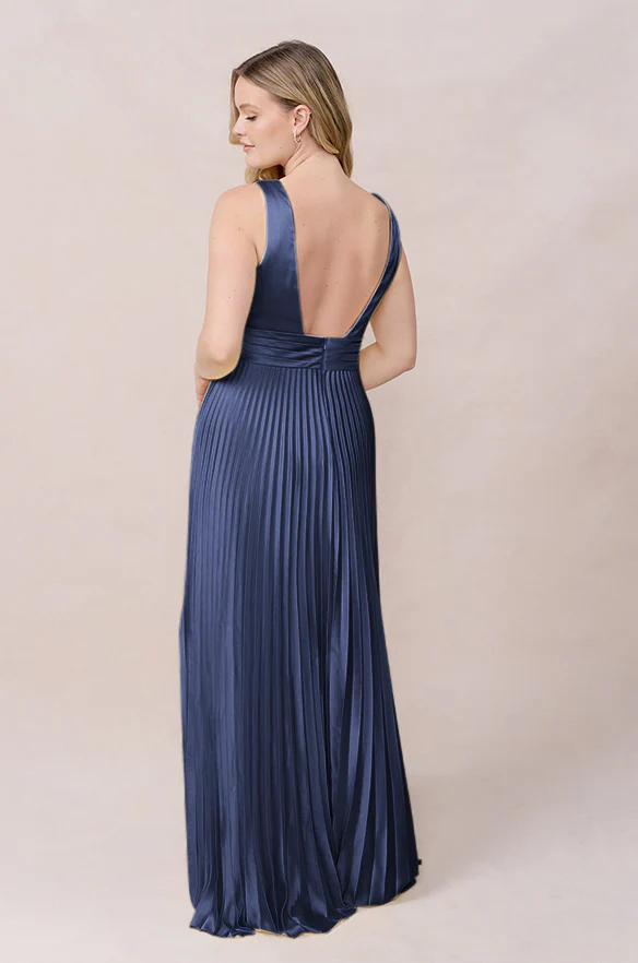 Celine Satin Pleated Dress | Made To Order - Image 48