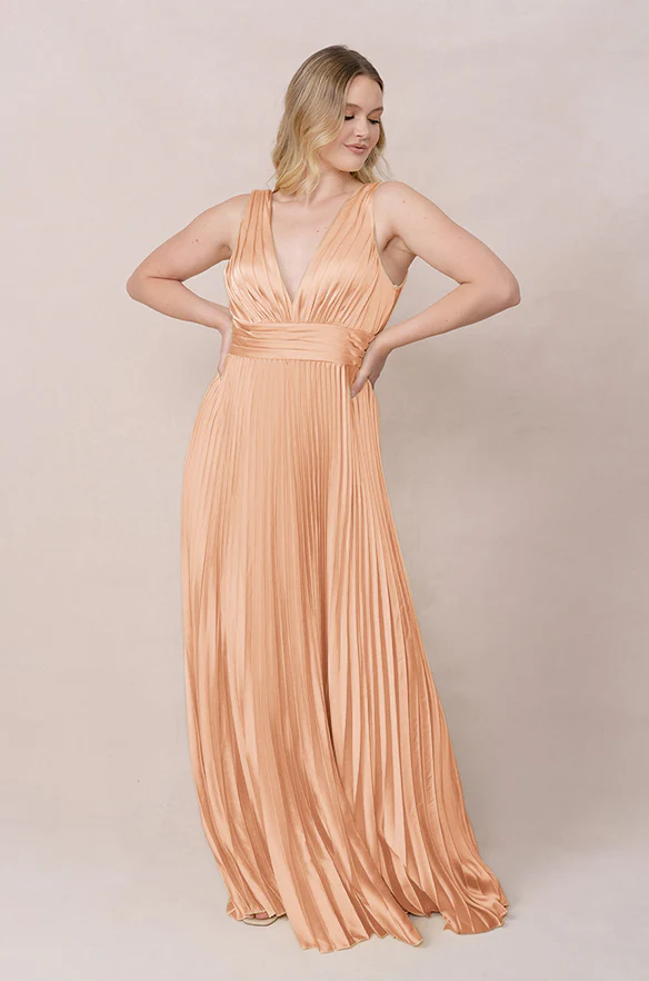 Celine Satin Pleated Dress | Made To Order - Image 67