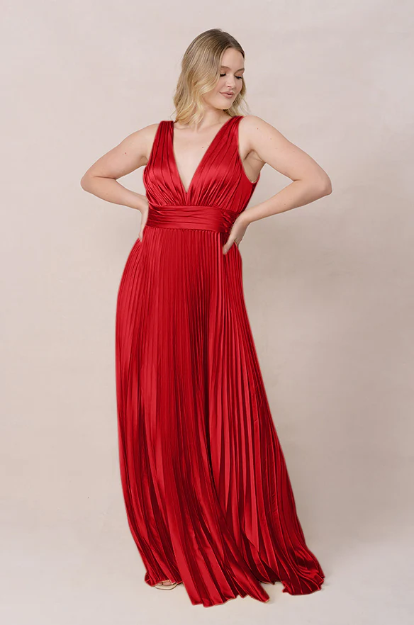 Celine Satin Pleated Dress | Made To Order - Image 71