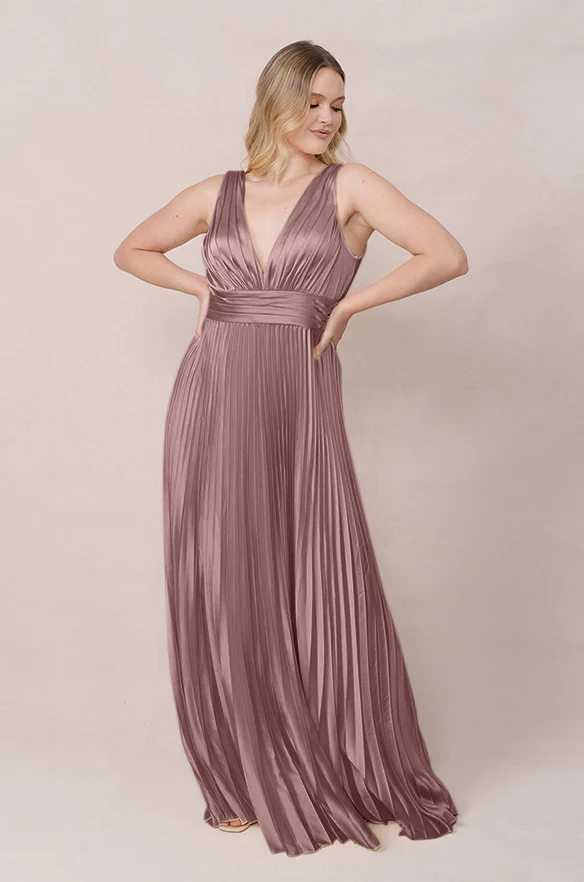 Celine Satin Pleated Dress | Made To Order - Image 75