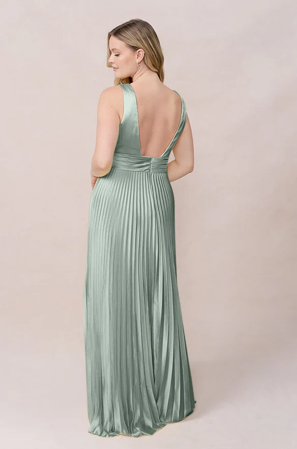 Celine Satin Pleated Dress | Made To Order - Image 84